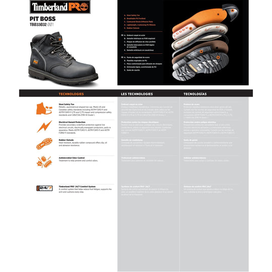 Timberland PRO Men's Pit Boss 6" Steel Toe Work Boot - TB133032001  - Overlook Boots