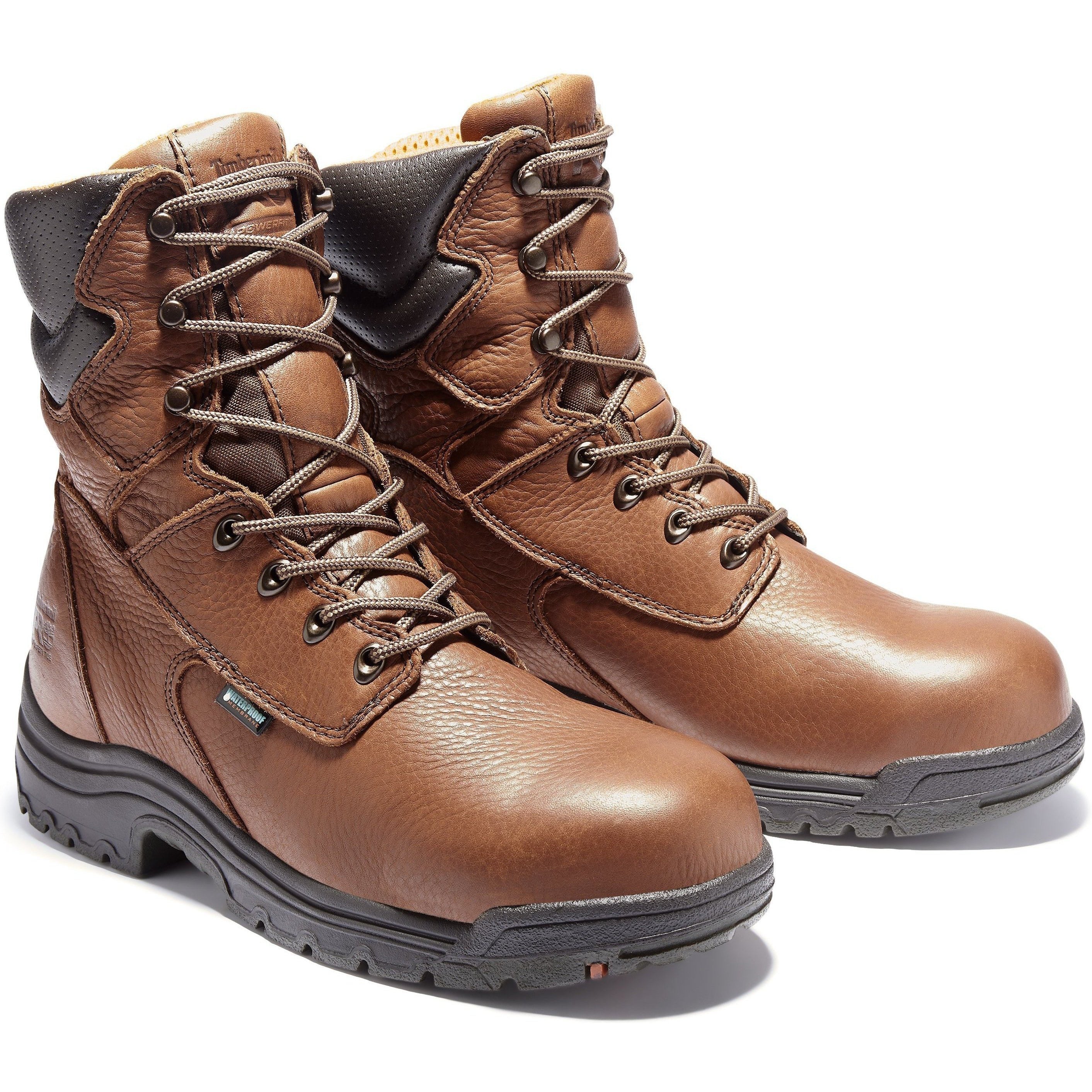 Timberland PRO Men's TiTAN 8" Alloy Toe Waterproof Work Boot Brown TB147019210 7 / Medium / Cappuccino - Overlook Boots