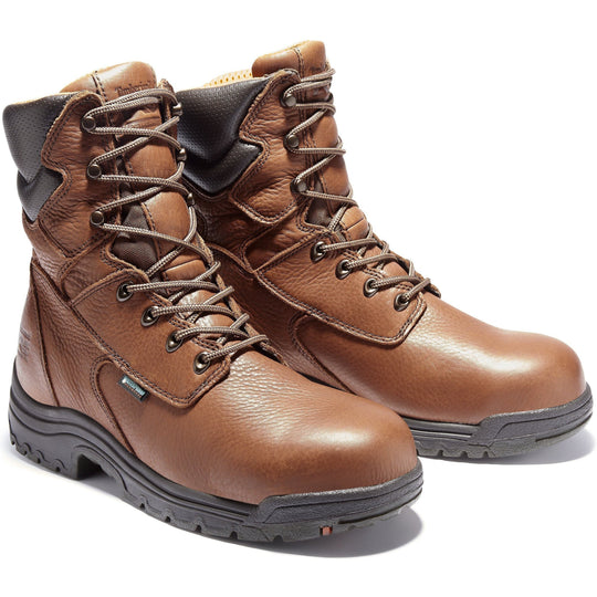 Timberland PRO Men's TiTAN 8" Alloy Toe Waterproof Work Boot Brown TB147019210 7.0 / Medium / Cappuccino - Overlook Boots