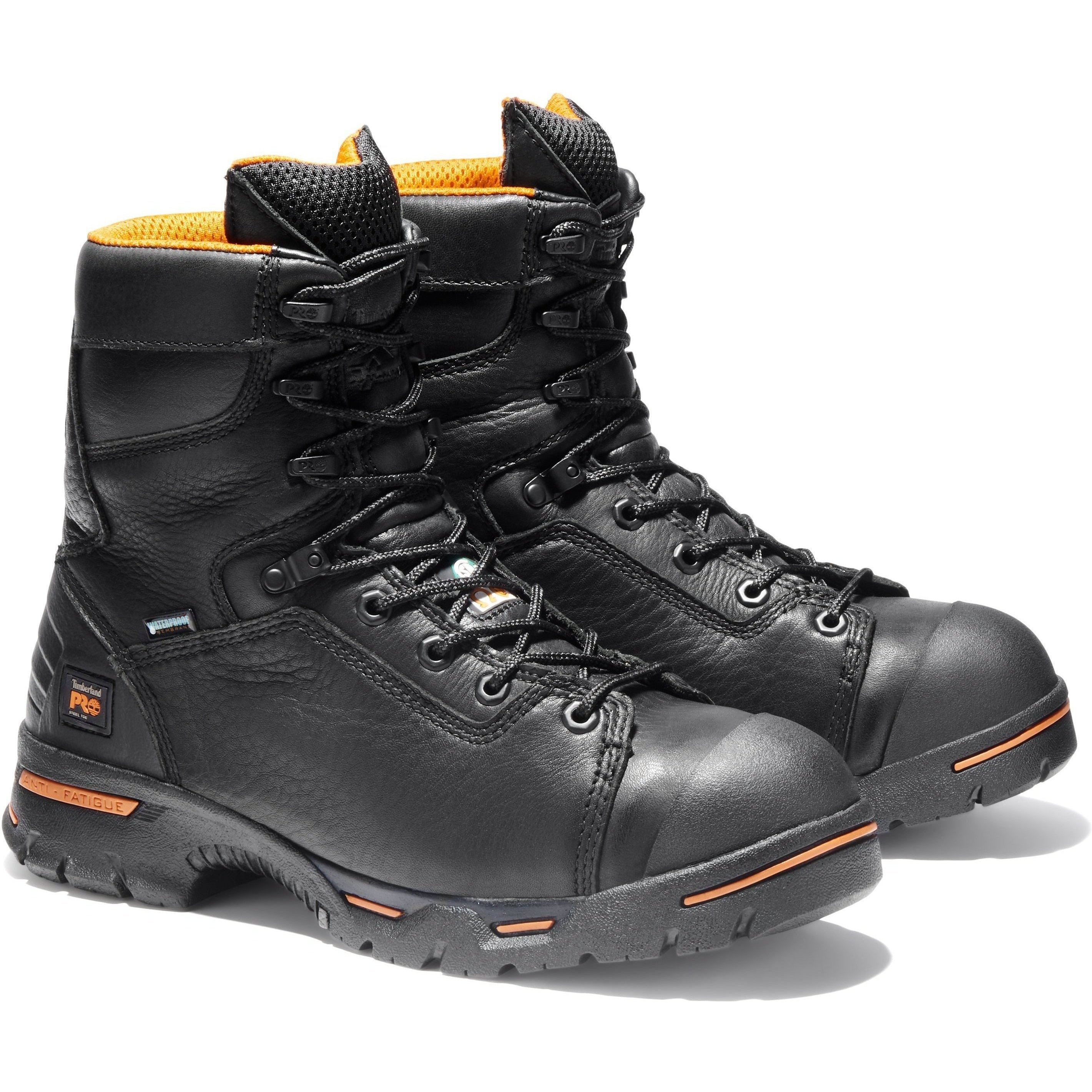 Timberland PRO Men's Endurance 8" Steel Toe WP Work Boot - TB195567001 7 / Medium / Black Full Grain - Overlook Boots