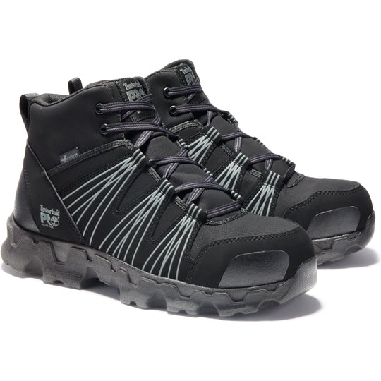 Timberland PRO Men's Powertrain Alloy Toe Mid Work Boot - TB1A11QF001 7.0 / Medium / Black Synthetic - Overlook Boots