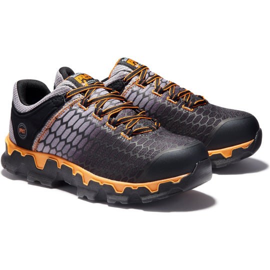 Timberland PRO Powertrain Sport Alloy Toe Work Shoe for Men - TB1A1GT9065 7.0 / Medium / Grey Ripstop Nylon Orange - Overlook Boots