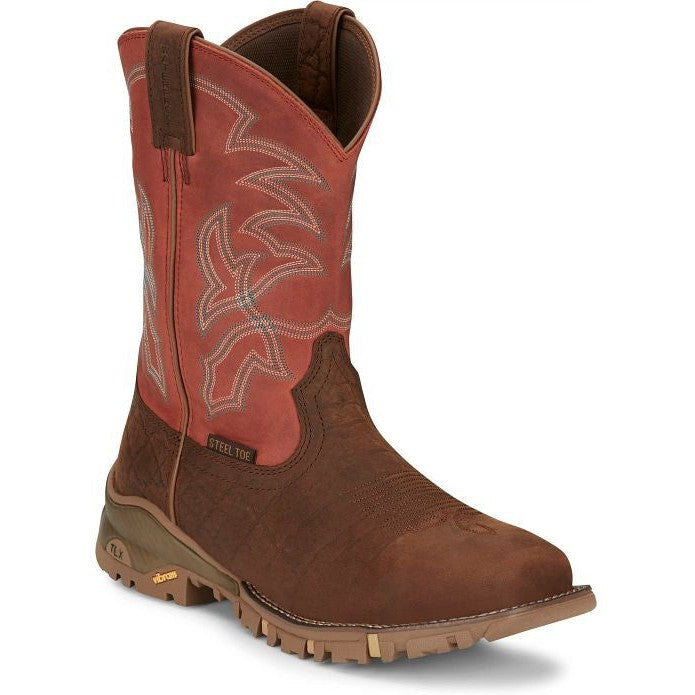 Tony Lama Men's Roustabout 11' Steel Toe Waterproof Western Work Boot -Brown- TW5007 7 / Medium / Brown - Overlook Boots