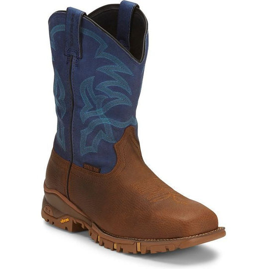 Tony Lama Men's Roustabout 11' Steel Toe Waterproof Western Work Boot -Brown- TW5010 7 / Medium / Brown - Overlook Boots