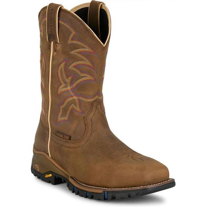 Tony Lama Men's Roustabout 11" Steel Toe Waterproof Work Boot- Tan- TW5022 7 / Medium / Tan - Overlook Boots