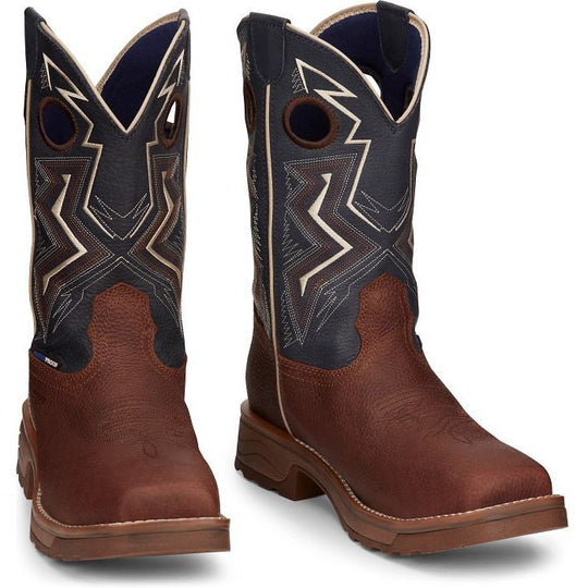 Tony Lama Men's Force 11" Wide Square Composite Toe Waterproof Western Work Boot -Brown- TW3402 - Overlook Boots