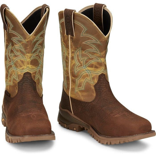 Tony Lama Men's Roustabout 11' Steel Toe Waterproof Western Work Boot -Brown- TW5006 - Overlook Boots