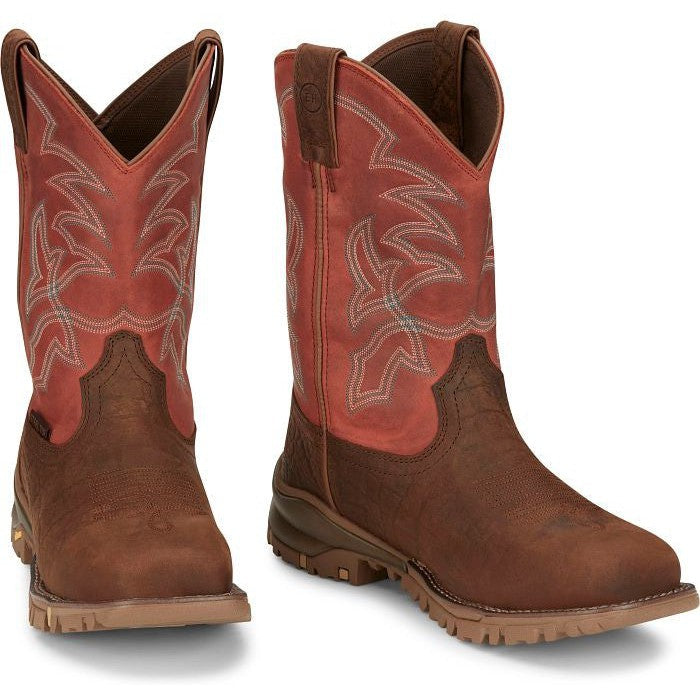 Tony Lama Men's Roustabout 11' Steel Toe Waterproof Western Work Boot -Brown- TW5007 - Overlook Boots