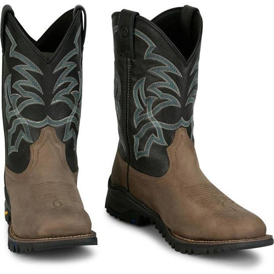 Tony Lama Men's Roustabout 11" Square Toe Waterproof Work Boot- Grey - TW5020 - Overlook Boots