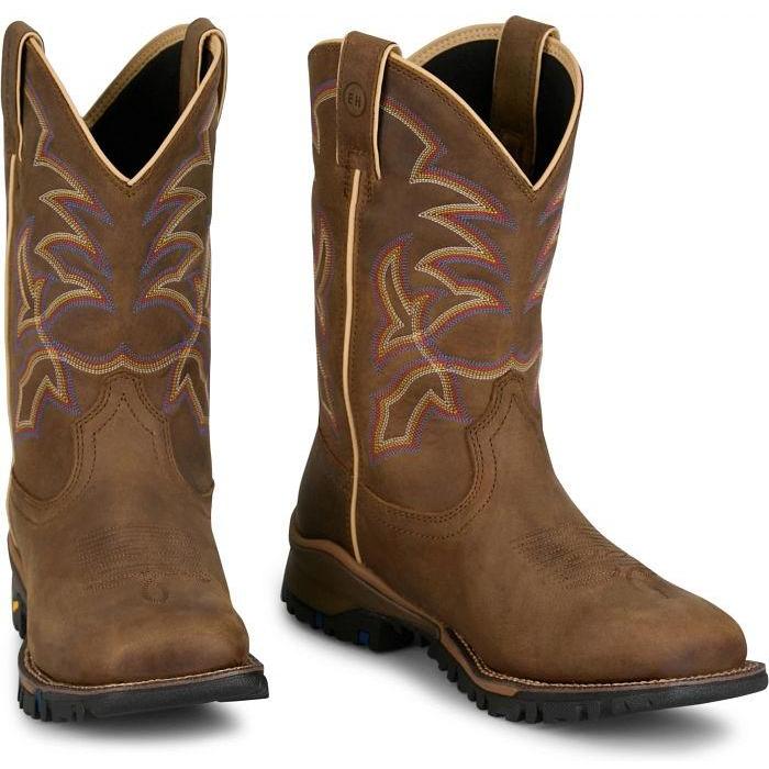 Tony Lama Men's Roustabout 11" Square Toe Waterproof Work Boot- Tan- TW5021 - Overlook Boots