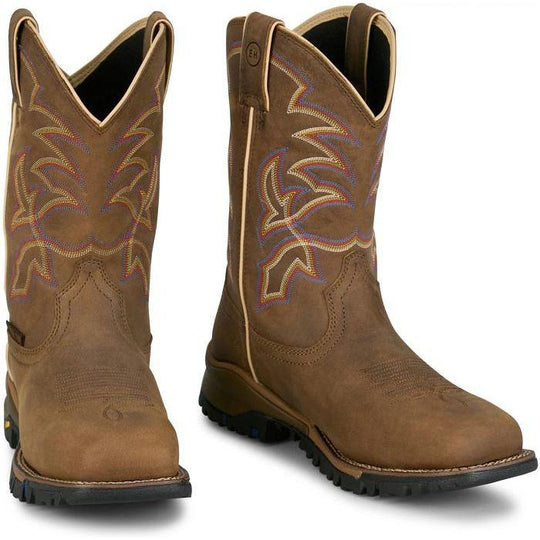 Tony Lama Men's Roustabout 11" Steel Toe Waterproof Work Boot- Tan- TW5022 - Overlook Boots