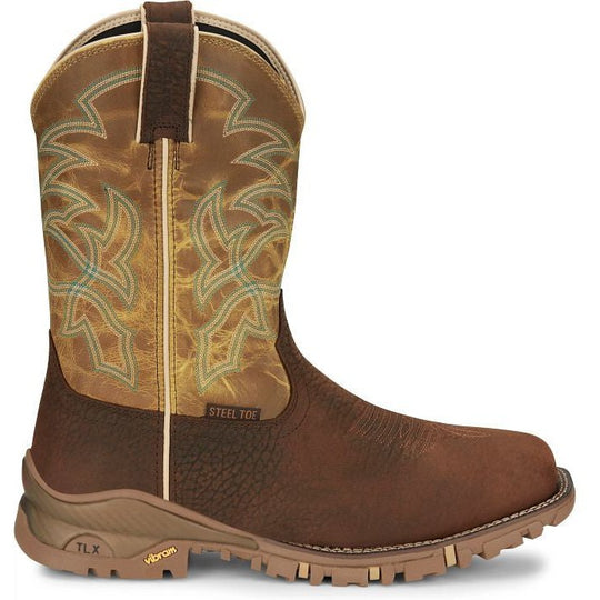 Tony Lama Men's Roustabout 11' Steel Toe Waterproof Western Work Boot -Brown- TW5006 - Overlook Boots