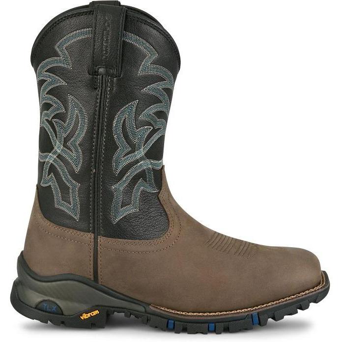 Tony Lama Men's Roustabout 11" Square Toe Waterproof Work Boot- Grey - TW5020 7 / Medium / Brown - Overlook Boots