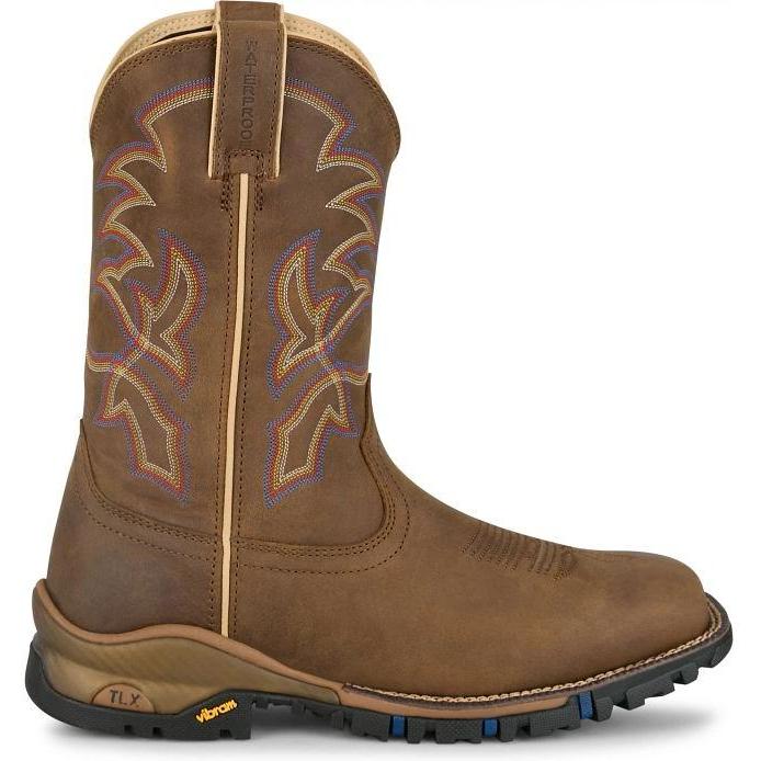Tony Lama Men's Roustabout 11" Square Toe Waterproof Work Boot- Tan- TW5021 - Overlook Boots