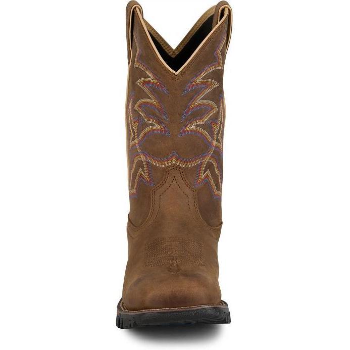 Tony Lama Men's Roustabout 11" Square Toe Waterproof Work Boot- Tan- TW5021 - Overlook Boots