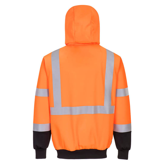 Portwest Hi-Vis Two-Tone Zipped Hoodie - Orange/Black - UB315 - Overlook Boots