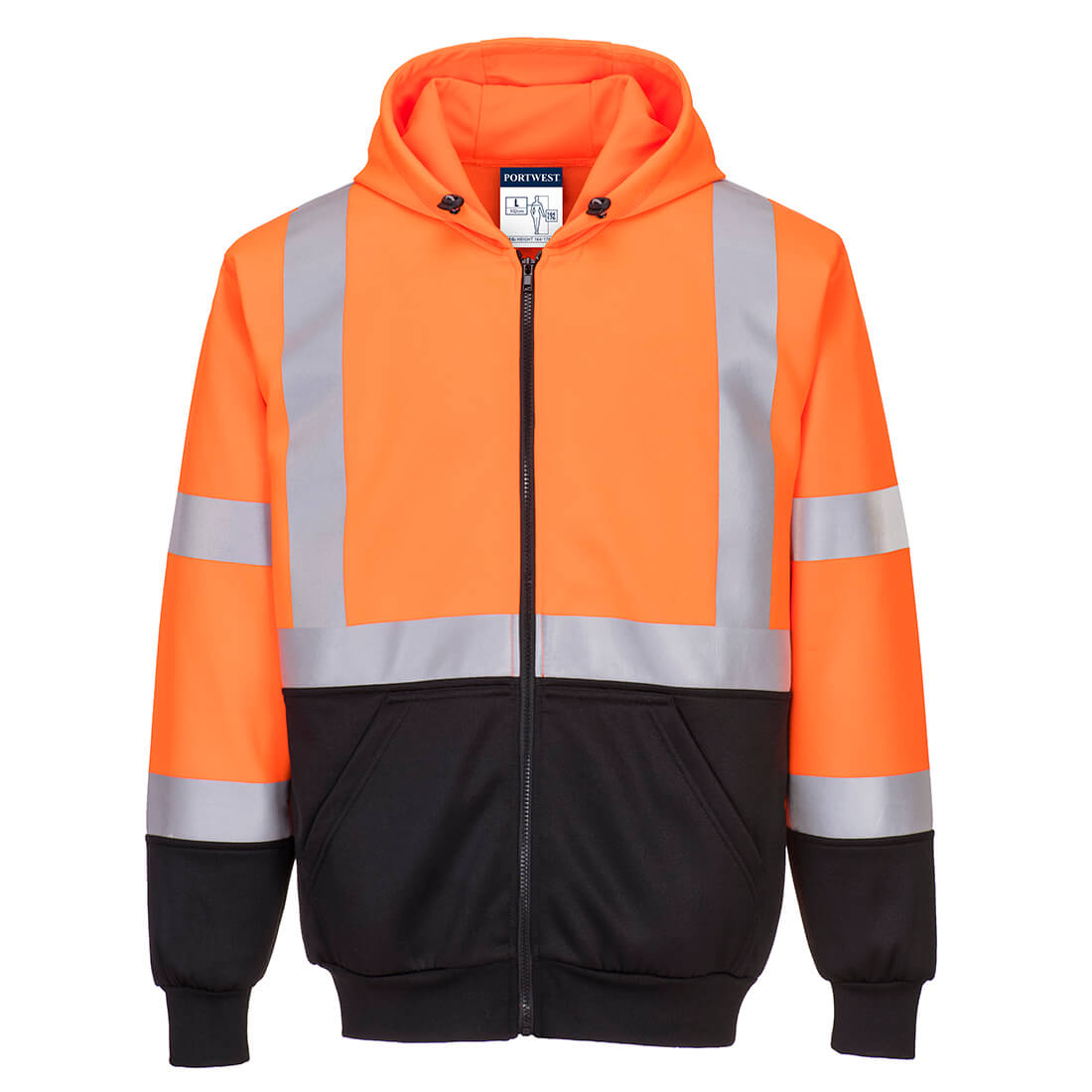 Portwest Hi-Vis Two-Tone Zipped Hoodie - Orange/Black - UB315 2X-Large / Orange/Black - Overlook Boots