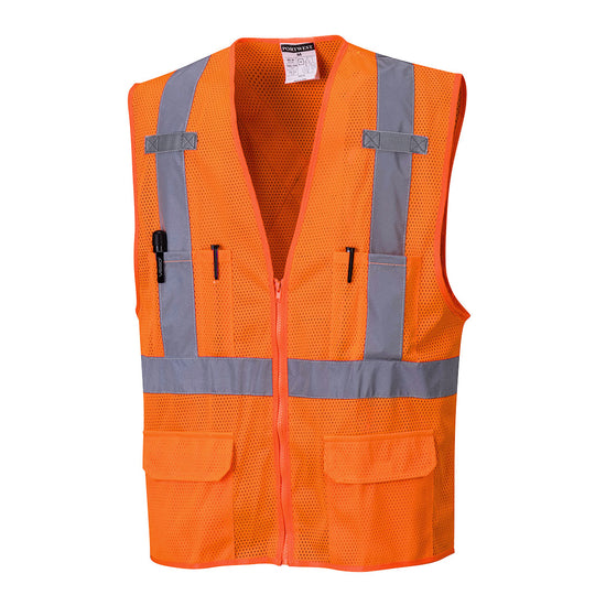 Portwest Atlanta Hi-Vis X Back Executive Vest - Orange - 12 Pack - US370 M - Overlook Boots