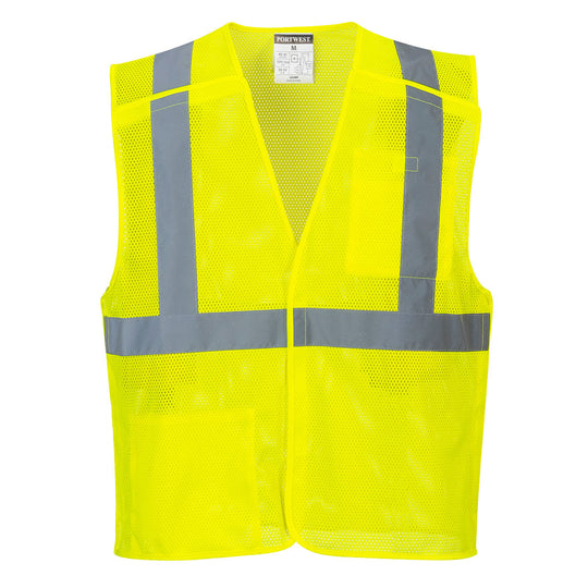 Portwest Economy Hi-Vis Breakaway Vest - Yellow - 12 Pack - US384 S - Overlook Boots