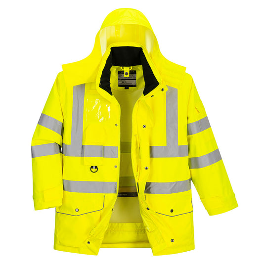 Portwest Hi-Vis 7-in-1 Traffic Jacket - Yellow - US427 Small - Overlook Boots
