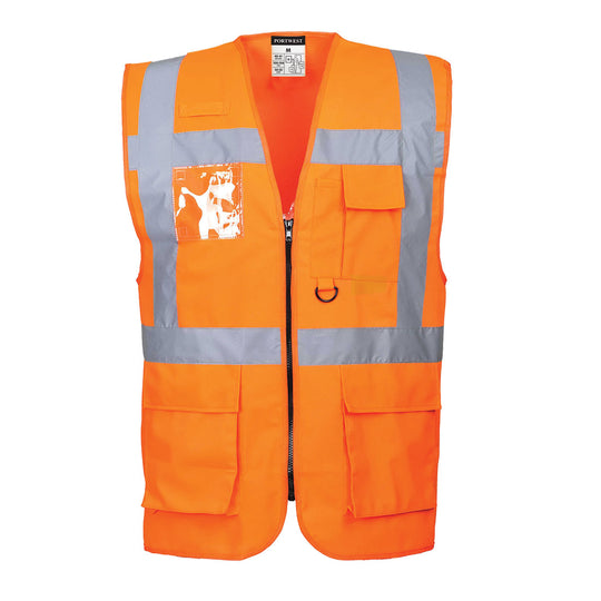 Portwest Berlin Hi-Vis Executive Vest - Orange - 12 Pack - US476 S - Overlook Boots