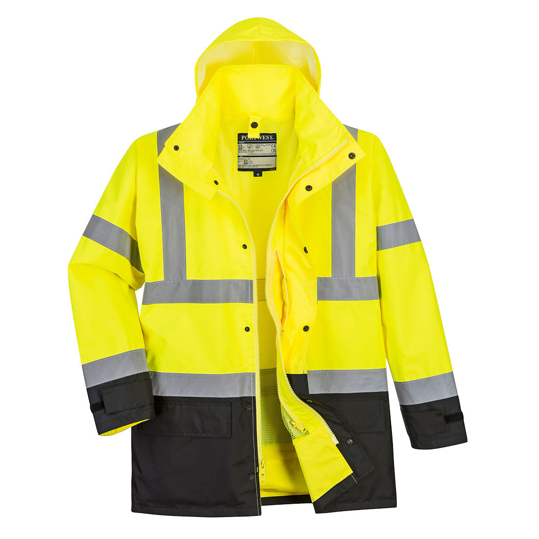 Portwest Hi-Vis 5-in-1 Contrast Executive Jacket - Yellow/Black - US768 S - Overlook Boots
