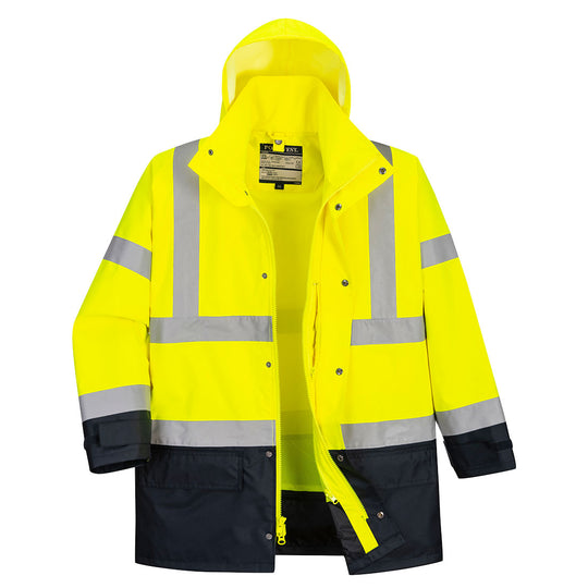 Portwest Hi-Vis 5-in-1 Contrast Executive Jacket - Yellow/Navy - US768 S - Overlook Boots