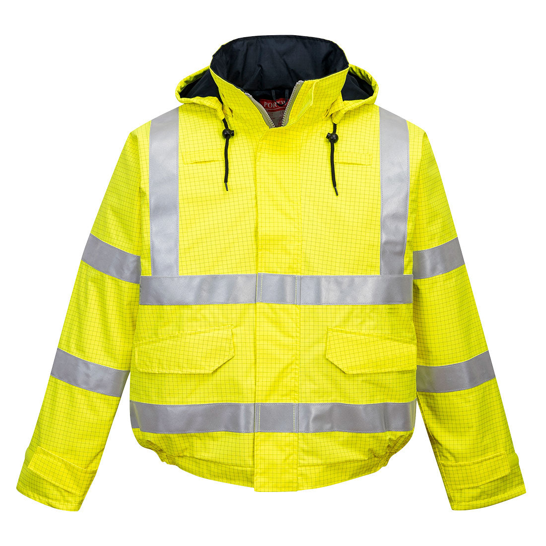 Portwest Bizflame Rain Hi-Vis Antistatic Insulated FR Bomber Jacket - Yellow - US773 M - Overlook Boots