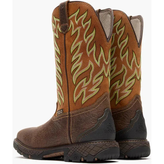 Rocky Men's Ironhawk 12" Square Toe Waterproof Western Work Boot - Brown - RKW0469 - Overlook Boots