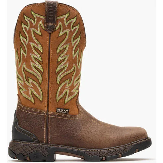 Rocky Men's Ironhawk 12" Square Toe Waterproof Western Work Boot - Brown - RKW0469 - Overlook Boots