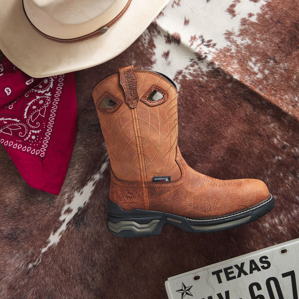 Wolverine Men's Rancher ft Comp Toe Waterproof Wellington Work Boot - Caramel - W251114 - Overlook Boots