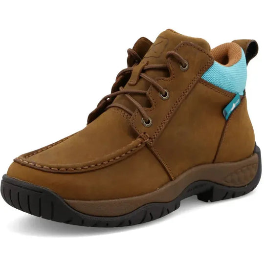 Twisted X Women's All Round 4" Moc Toe Waterproof Laces Work Boot - Saddle - WAXW001 - Overlook Boots