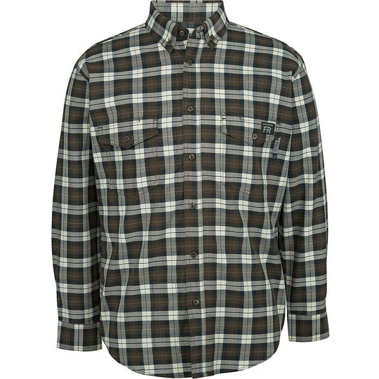 Wolverine Men's Flame Resistant Plaid Long Sleeve Twill Shirt - Espresso - W1203980-206 Small / Espresso Plaid - Overlook Boots