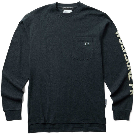 Wolverine Men's Flame Resistant Long Sleeve Print Tee - Grey - W1206550-029 Small / Dark Grey Heather - Overlook Boots