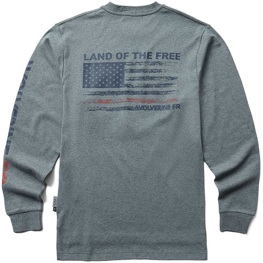 Wolverine Men's Flame Resistant Long Sleeve Print Tee - Grey - W1206550-036 - Overlook Boots