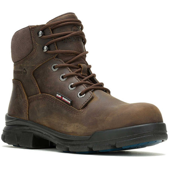 Wolverine Men's Durashocks Slip Resistant Icon 6" Soft Toe Waterproof Work Boot -Brown- W240023 7 / Medium / Dark Brown - Overlook Boots