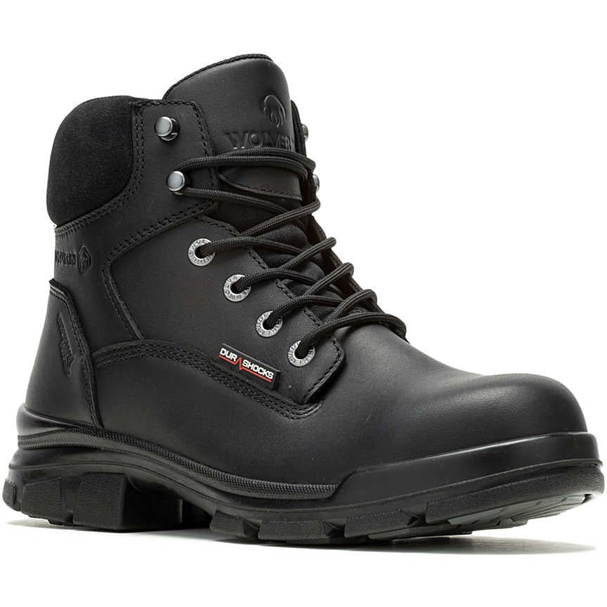 Wolverine Men's Durashocks Slip Resistant Icon 6" Composite Toe Waterproof Work Boot -Black- W241098 7 / Medium / Black - Overlook Boots
