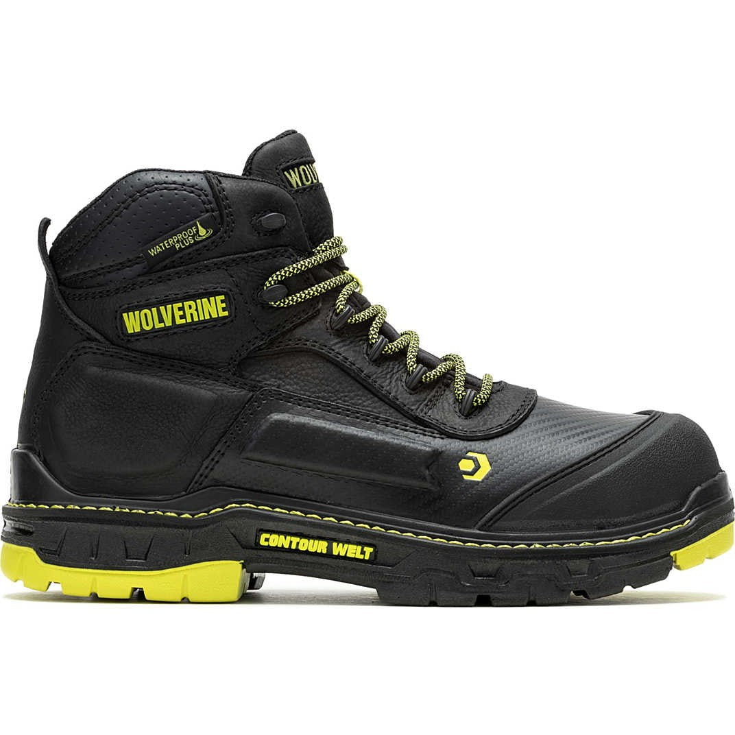 Wolverine Men's Overpass 6" Safety Toe Waterproof Composite Toe Work Boot -Black- W241171 - Overlook Boots