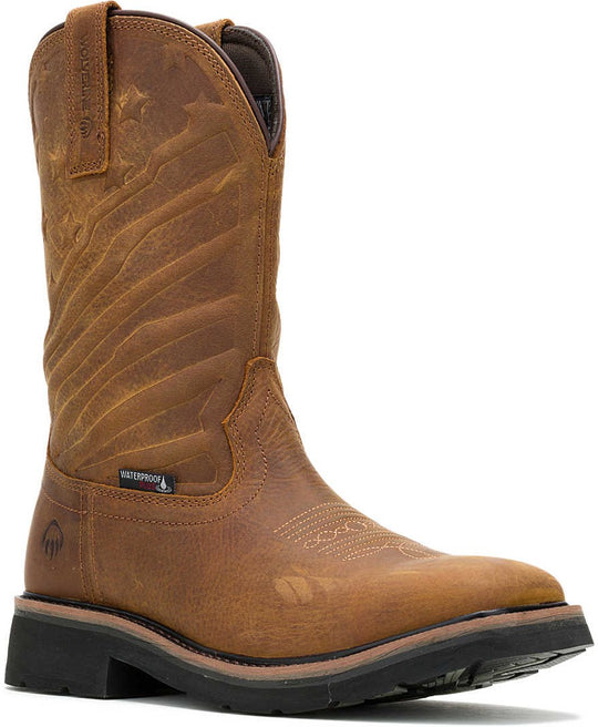 Wolverine Men's Rancher Flag Soft Toe Waterproof Wellington Western Work Boot -Brown- W240056 7.0 / Medium / Brown - Overlook Boots