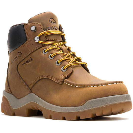Wolverine Men's Vantage Ft 6" Moc Toe Waterproof Carbonmax Work Boot - Tan - W251037 7.0 / Medium / Dark Tan - Overlook Boots