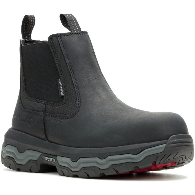 Wolverine Men's Alpha ft Comp Toe Waterproof Slip On Romeo Work Boot - Black - W251097 7 / Medium / Black - Overlook Boots