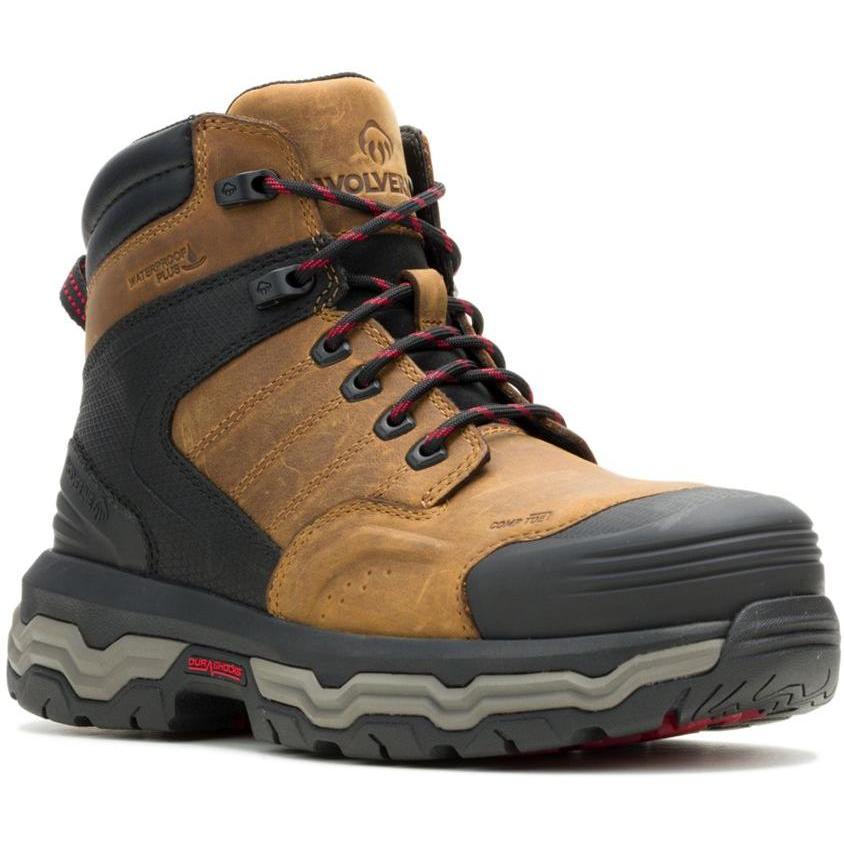 Wolverine Men's Alpha ft 6" Comp Toe Waterproof CarbonMax Work Boot - Tan - W251133 7 / Medium / Tan - Overlook Boots