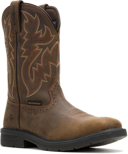 Wolverine Men's Rancher Level Steel Toe Waterproof Western Work Boot - Coffee - W251049 7.0 / Medium / Dark Coffee - Overlook Boots