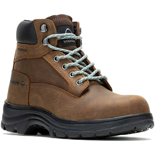 Wolverine Women's Carlsbad 6" Steel Toe Waterproof Work Boot- Brown- W241012 5.0 / Medium / Brown - Overlook Boots