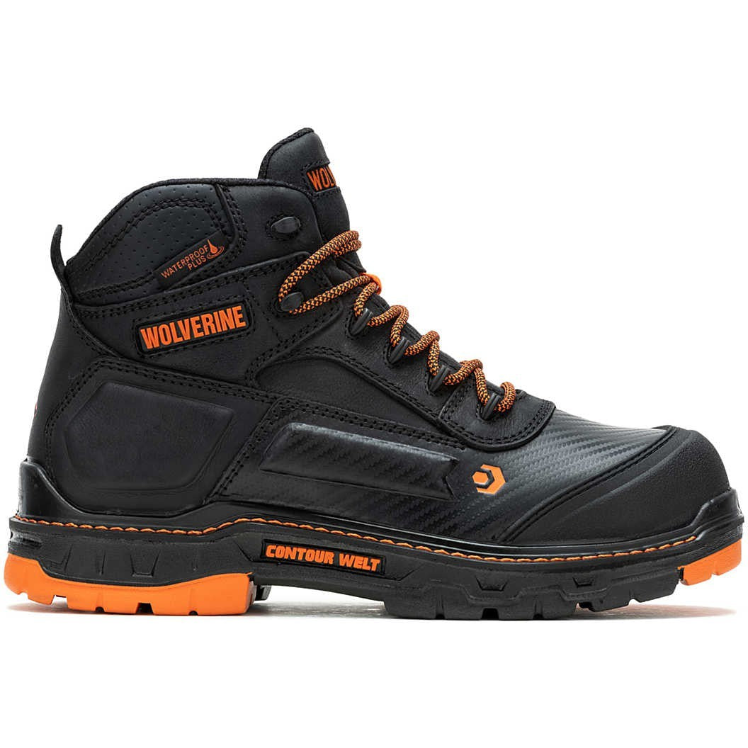Wolverine Men's Overpass 6" Safety Toe Waterproof Composite Toe Work Boot -Black- W241180 - Overlook Boots
