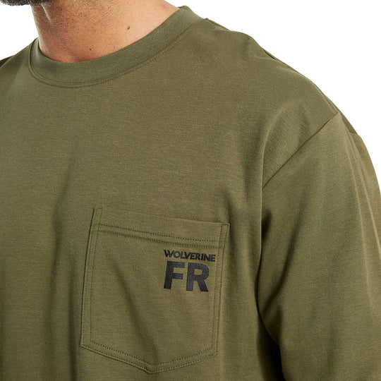 Wolverine Men's Flame Resistant Long Sleeve Print Tee - Moss - W1206550-321 - Overlook Boots