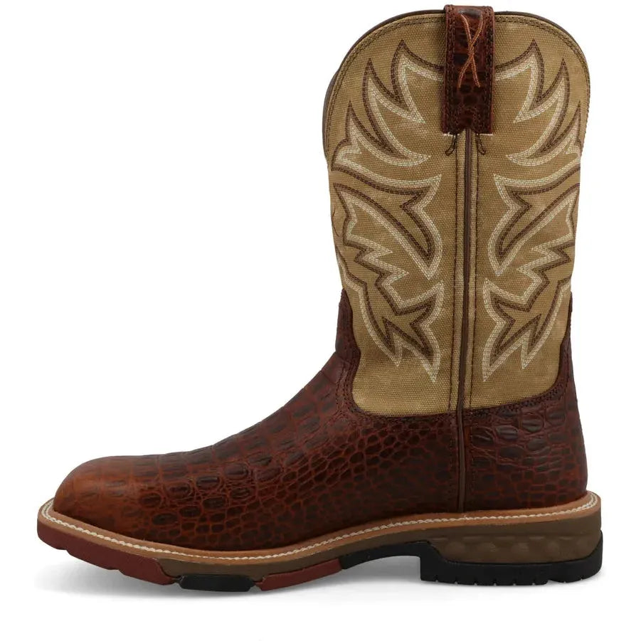 Twisted X Men's 11" Square Toe Pull On Western Work Boot - Ginger - MXBA008