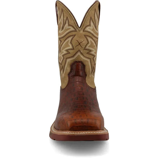 Twisted X Men's 11" Square Toe Pull On Western Work Boot - Ginger - MXBA008 - Overlook Boots