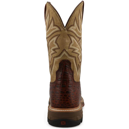 Twisted X Men's 11" Square Toe Pull On Western Work Boot - Ginger - MXBA008 - Overlook Boots