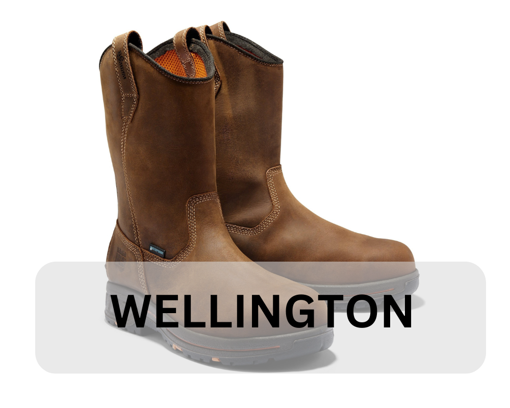 A pair of brown Wellington boots